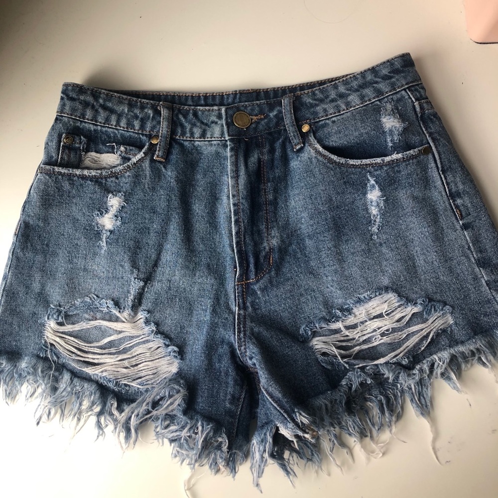 distressed denim shorts